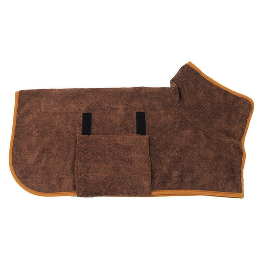Coffee Soft Microfibre Dog Bathrobe Towel Drying Robe for Pets