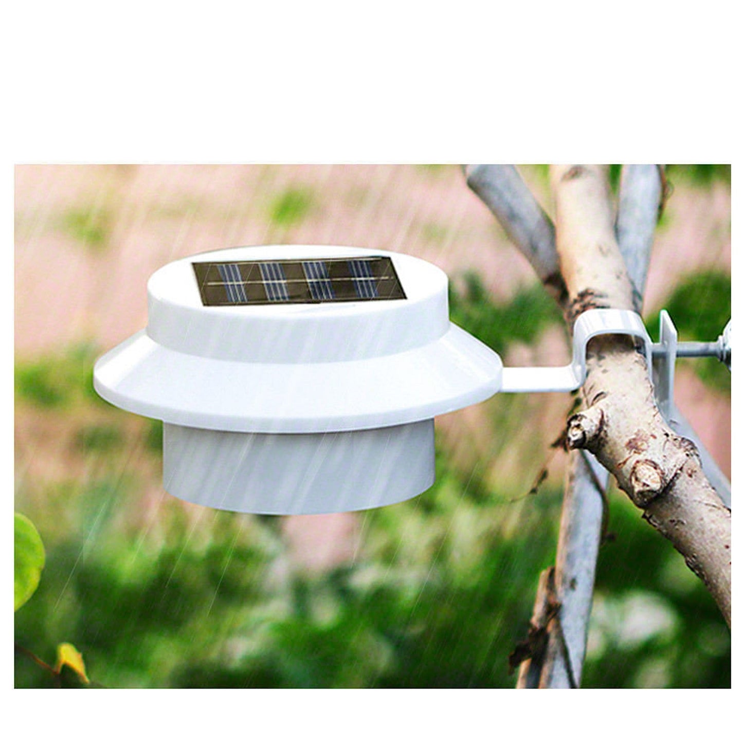 4pcs Solar Powered Black LED Gutter Fence Lights for Outdoor Garden Wall Pathway