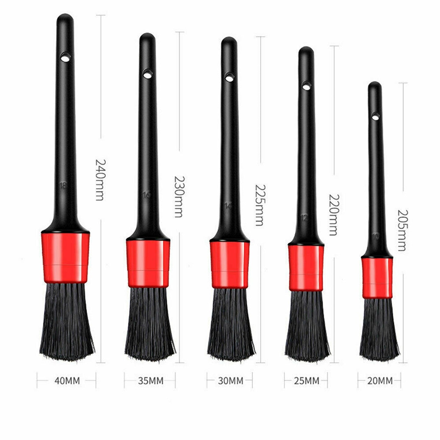 5pcs Automotive Detailing Dashboard Car Hair Detail Brush Set Crevice Dust Cleaning
