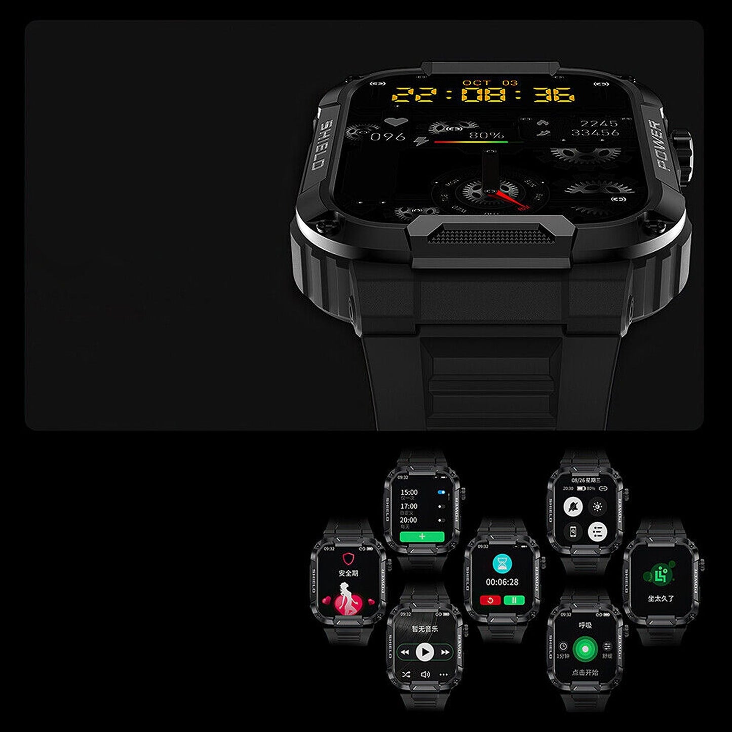 Rugged Smart Watch for Outdoor Sports Fitness Tracker with Call Function