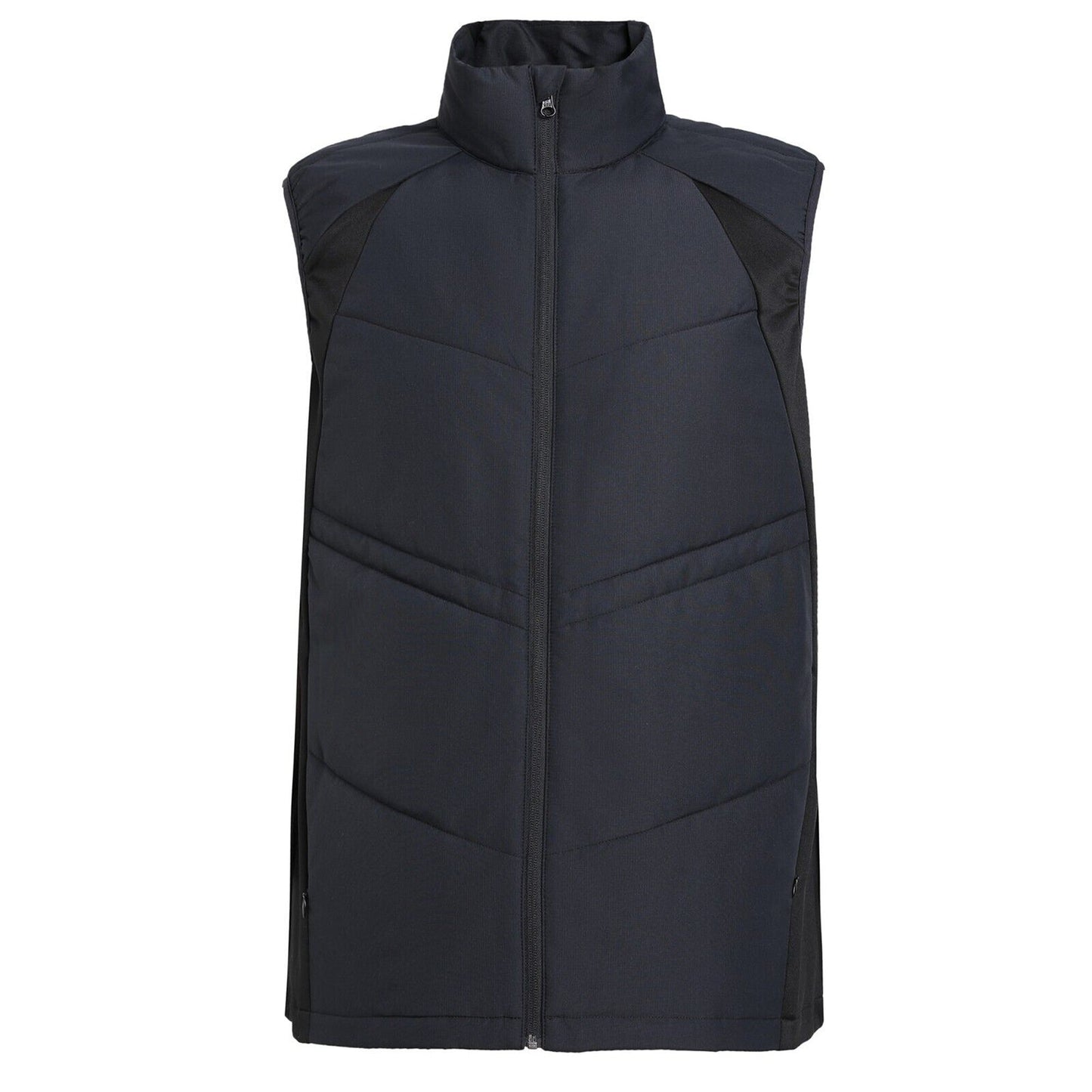 Prussian Blue Vegan Active Puffer Vest Quilted Down-Free with Nearly Black Side Panel