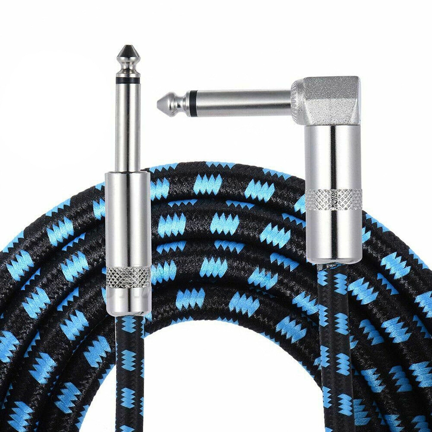 Professional Tweed Braided Guitar Cable Noiseless 3M Right Angle Jack Lead
