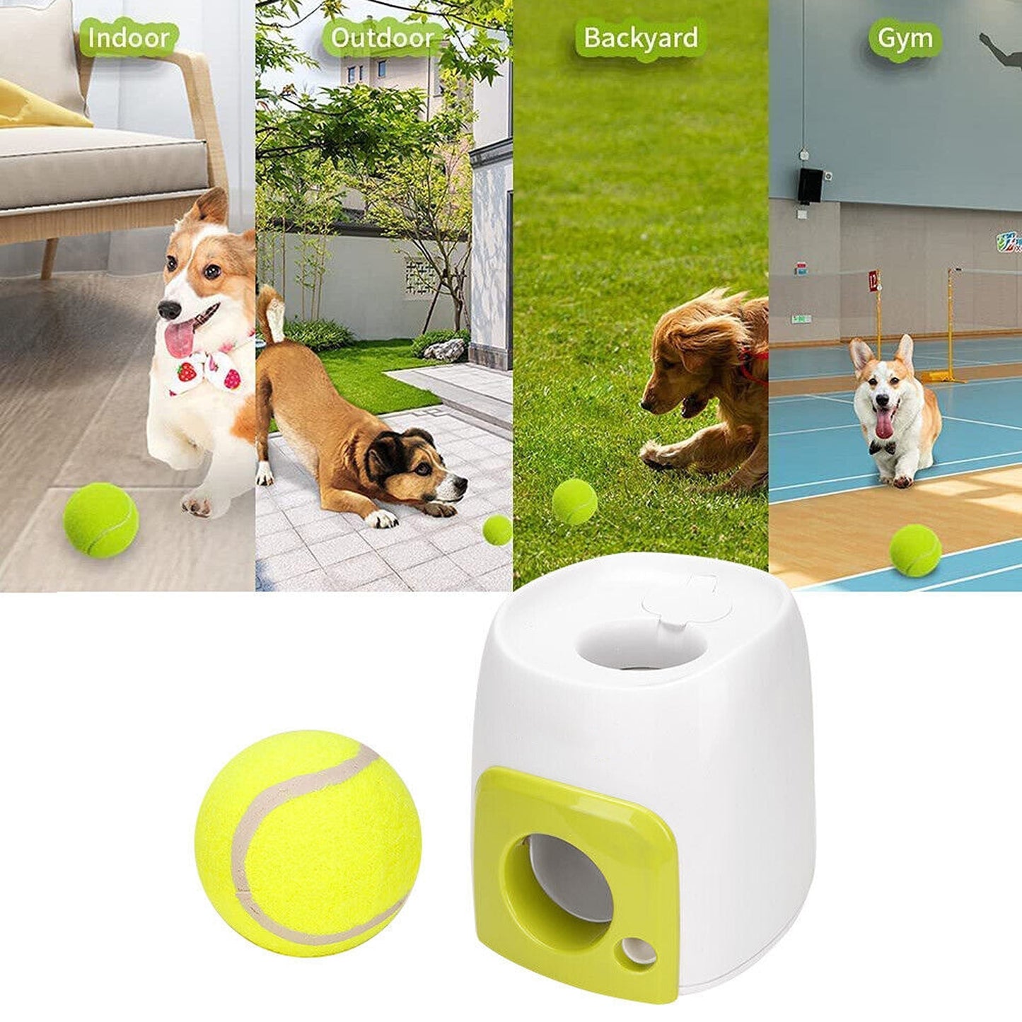 Interactive Tennis Ball Machine for Dogs Automatic Pet Training with Snack Dispenser