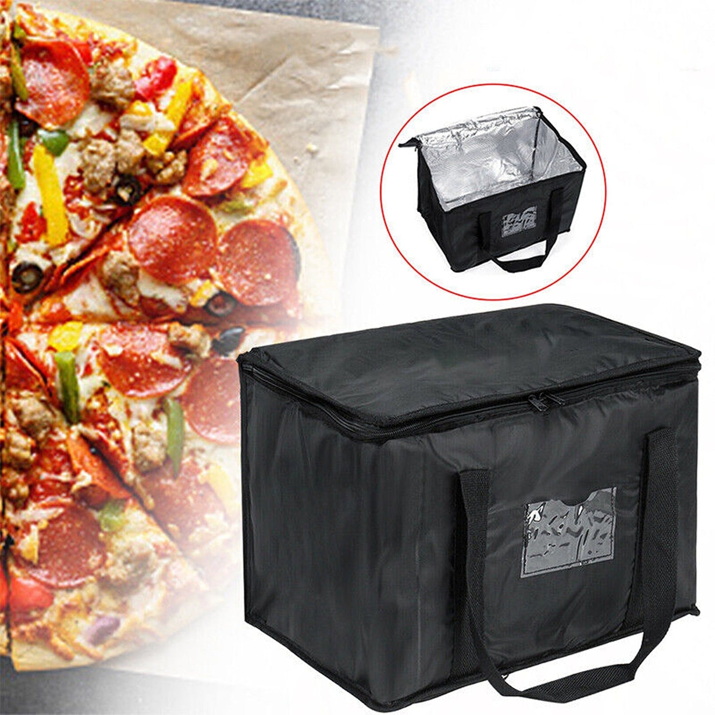 Insulated Thermal Pizza Bag Hot Cold Food Delivery Carrying Case