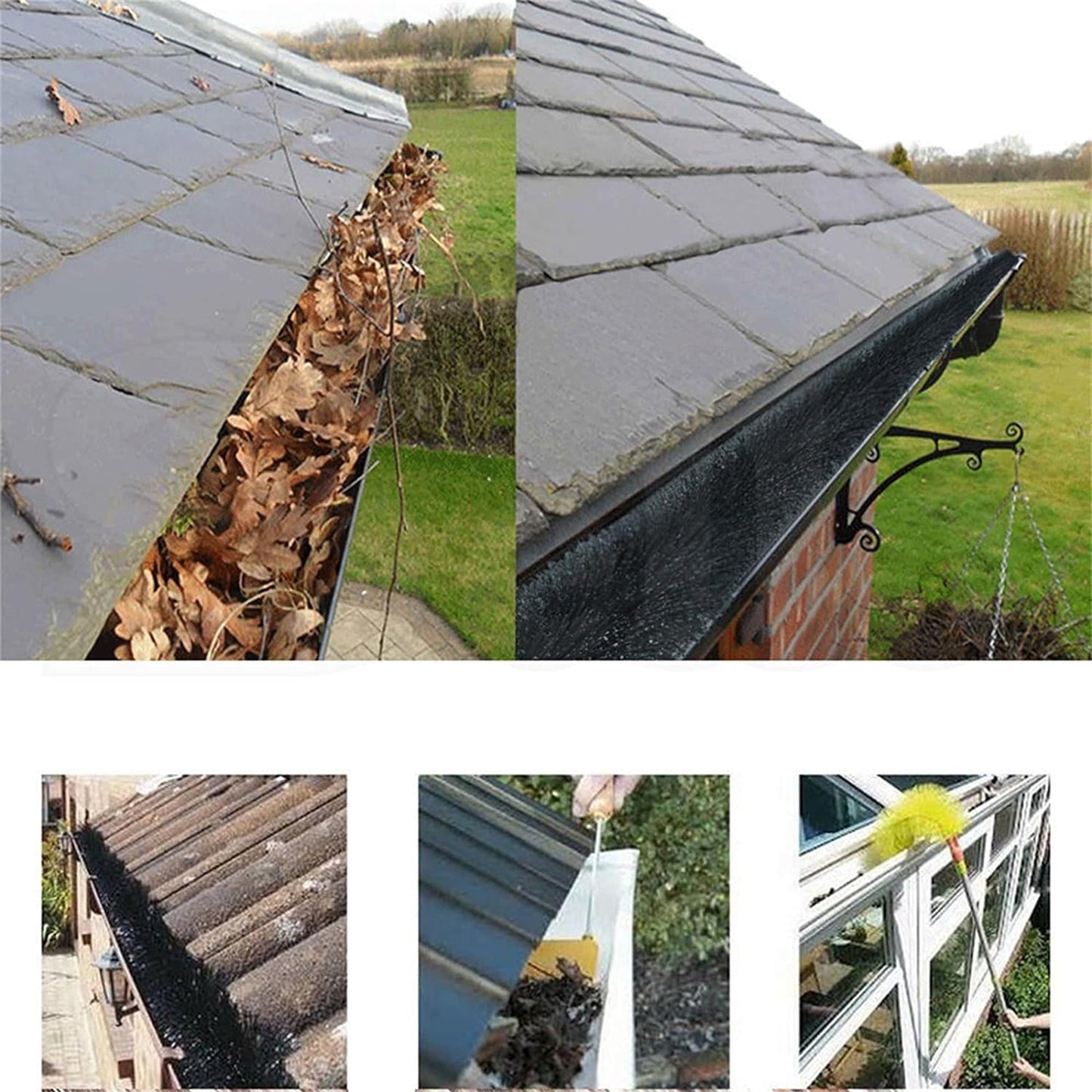 24pcs Gutter Brush Guard for Roof Leaf Protection Heavy Duty