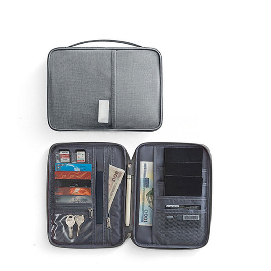 Grey RFID Travel Passport Wallet Waterproof Document Holder