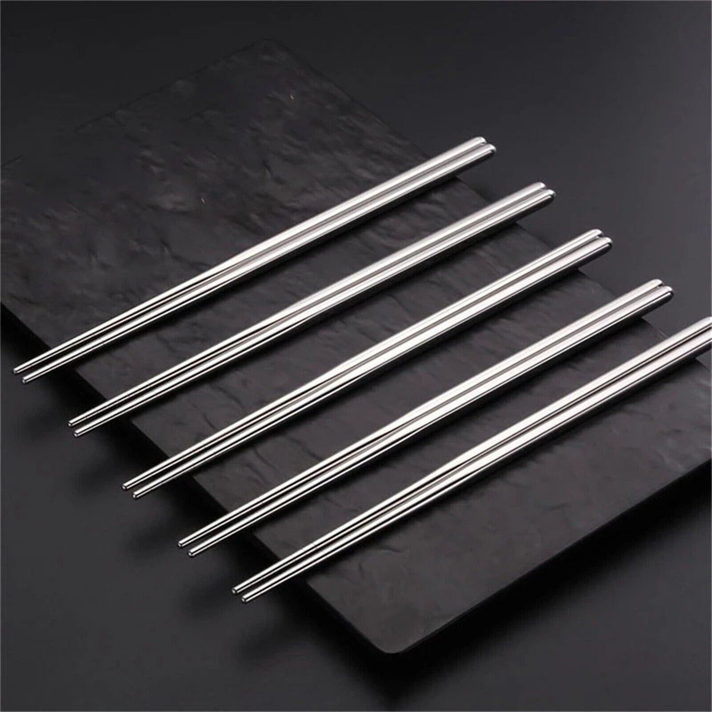 10 Pairs Stainless Steel Chopsticks Japanese Metal Table Cutlery