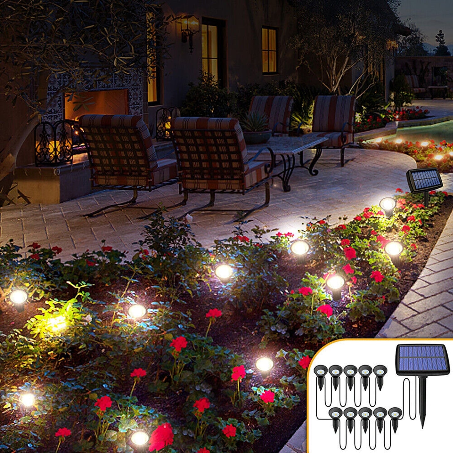10 in 1 Solar Spot Light Outdoor Waterproof LED Garden Lawn Lights