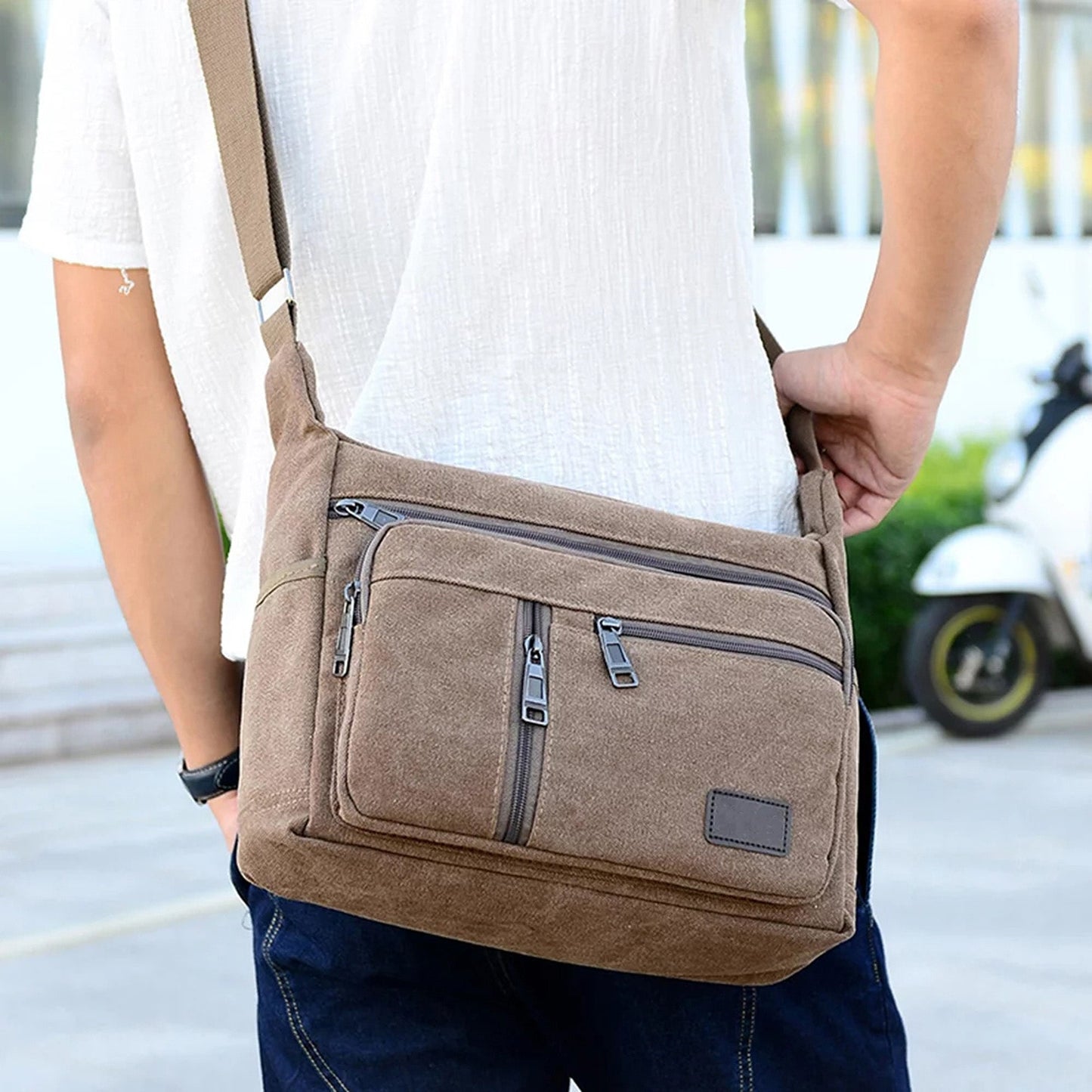 Vintage Canvas Crossbody Travel Messenger Bag Men Shoulder Satchel