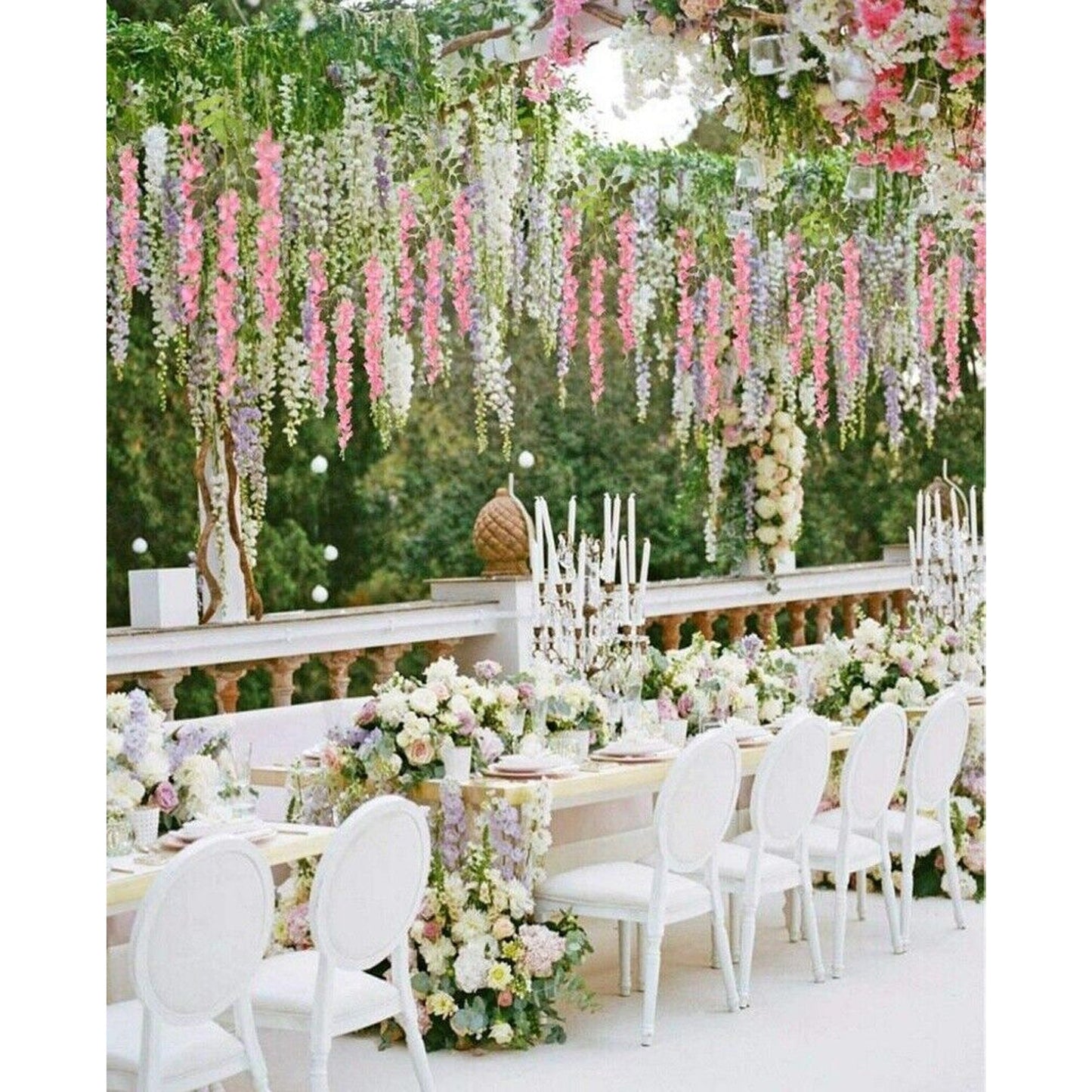 12pcs Silk Wisteria Flower Vine Artificial Garland Leaf Decor for Weddings