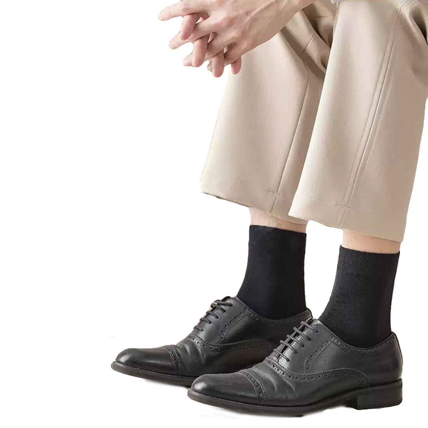 15 Pairs Men Odor-Resistant Bamboo Fiber Socks Black Natural Fabric