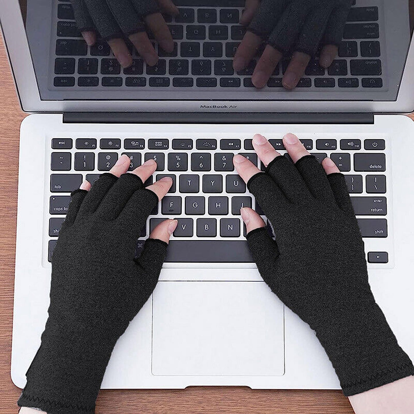 Black Compression Gloves for Arthritis Fingerless