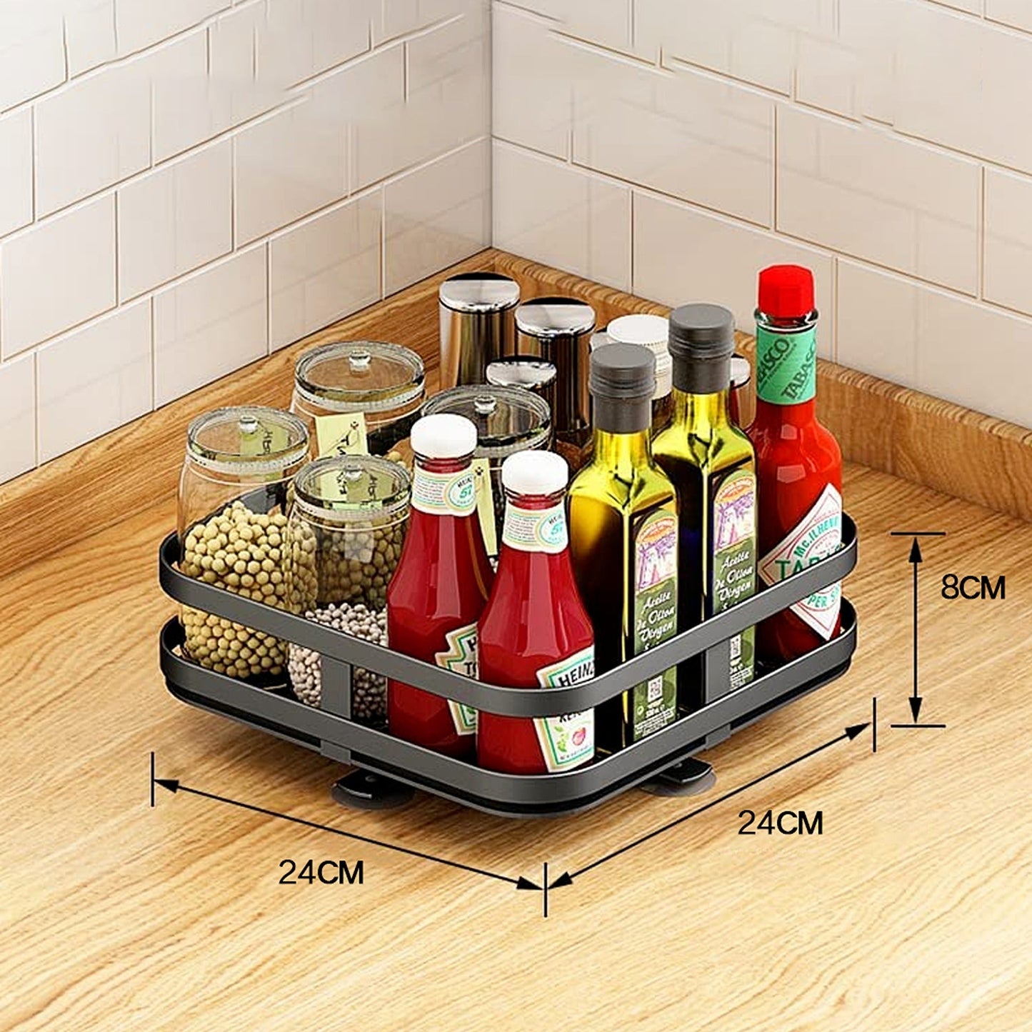 Rotating Kitchen Spice Rack Round Pantry Shelf Storage Organiser