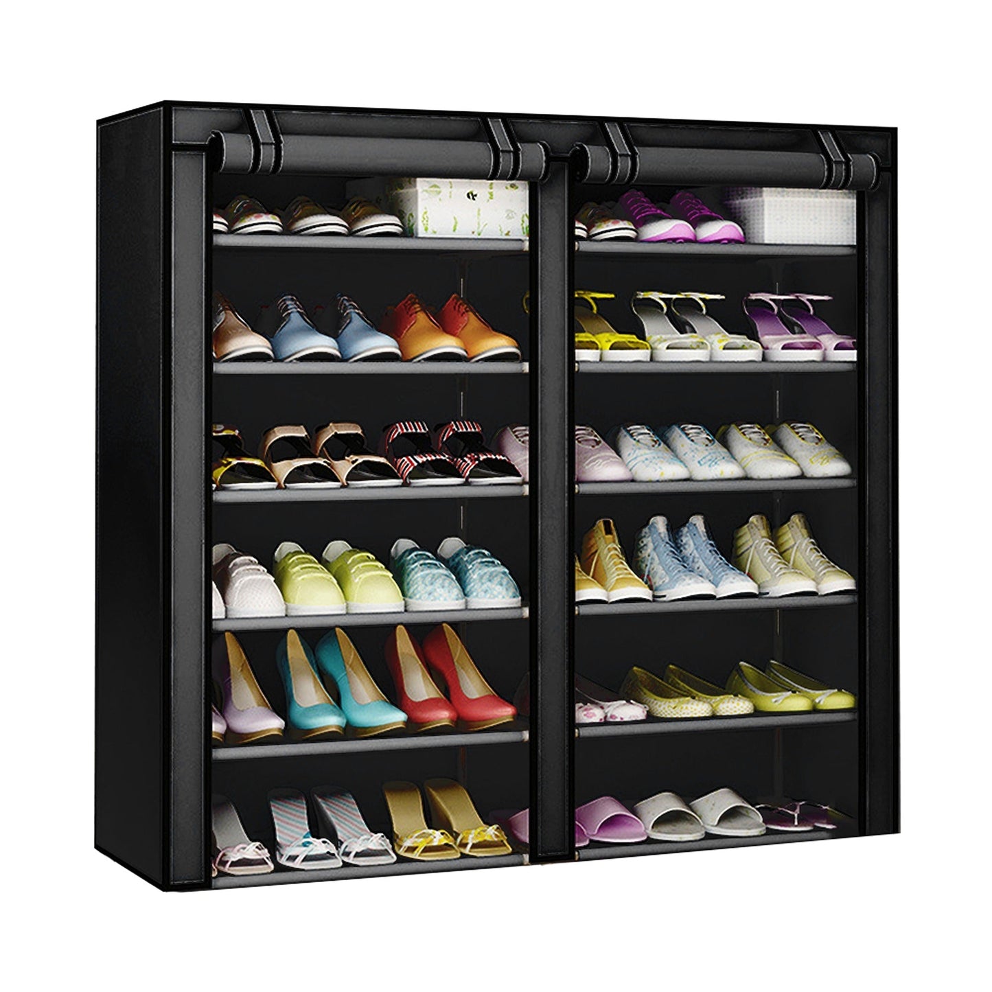 Fits 36 Pairs Portable Wardrobe with Cover Shoes Cabinet Storage Shoe Rack