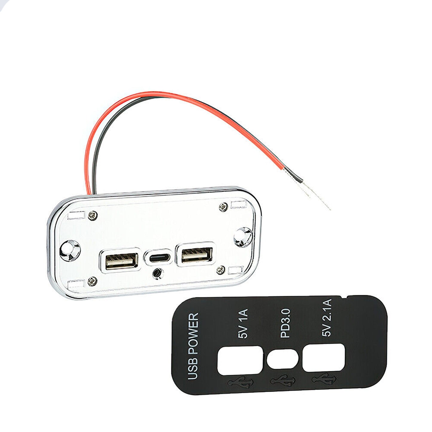 36W Dual USB PD Car Charger Adapter with 3 Ports Charging Socket Panel