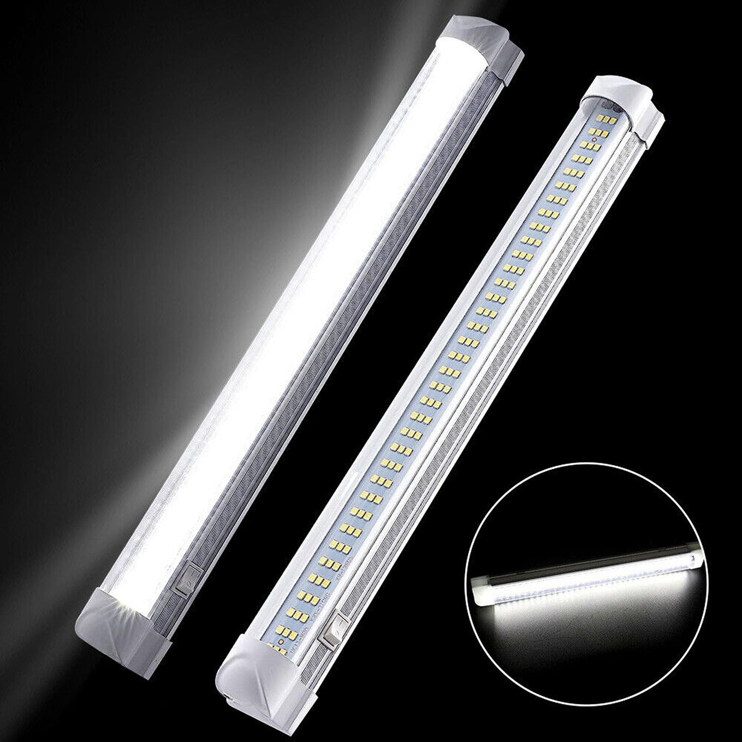 4pcs 12V LED Strip Lights for Car Interior Caravan Boat White Lamp