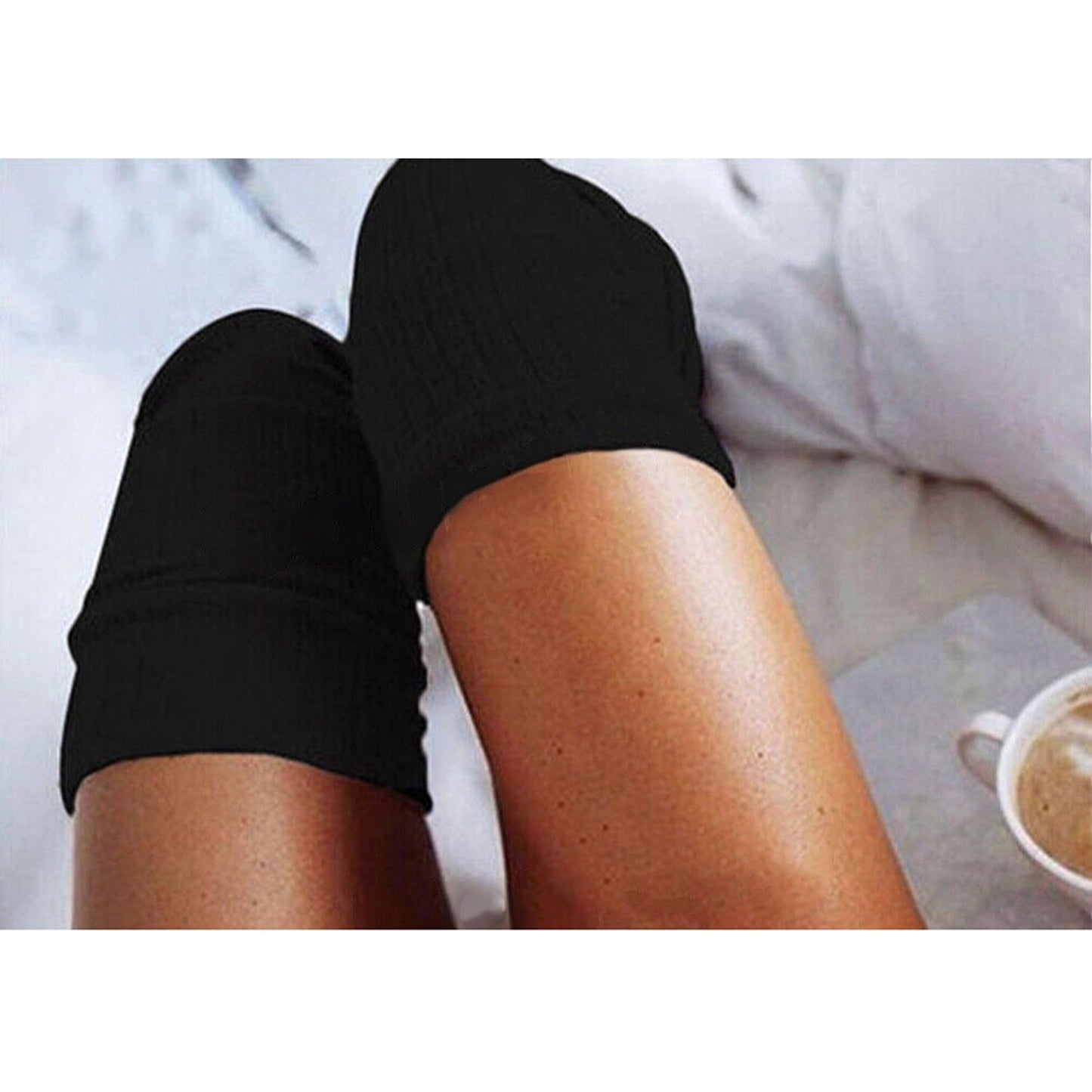 Women Thigh High Socks Solid Color Over Knee Long Cable Knit