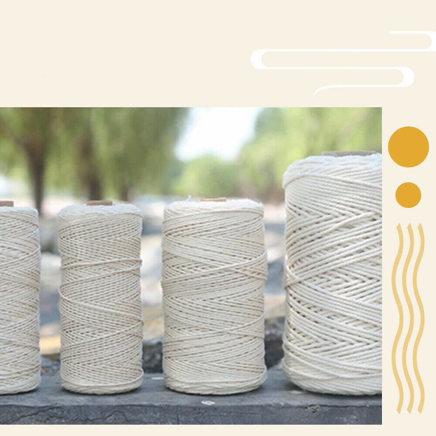 White Craft Macrame Twisted Cotton Artisan Rope Weaving Wire