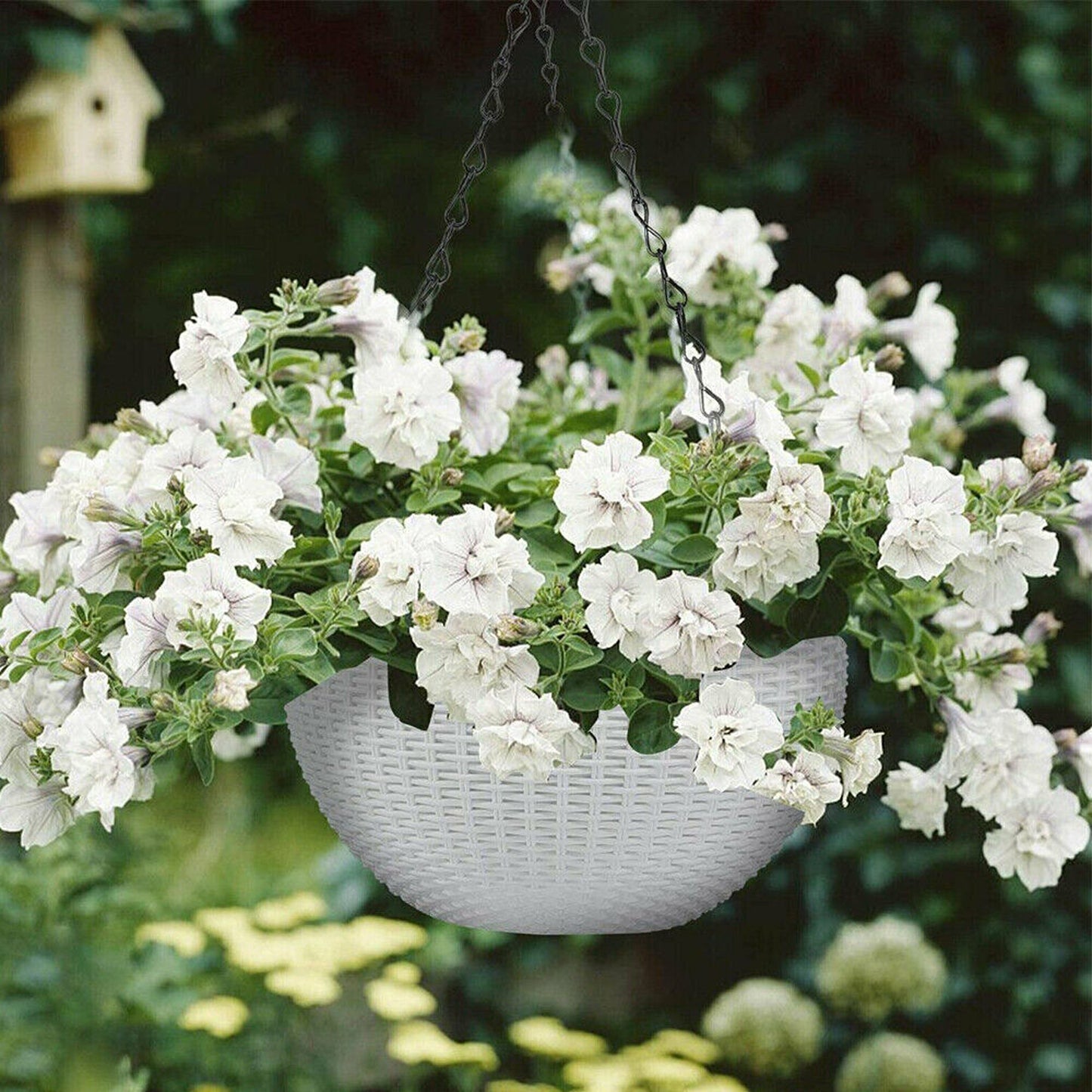 2pcs White Landen Rattan Hanging Plant Pots Flower Baskets Wall Garden Planters