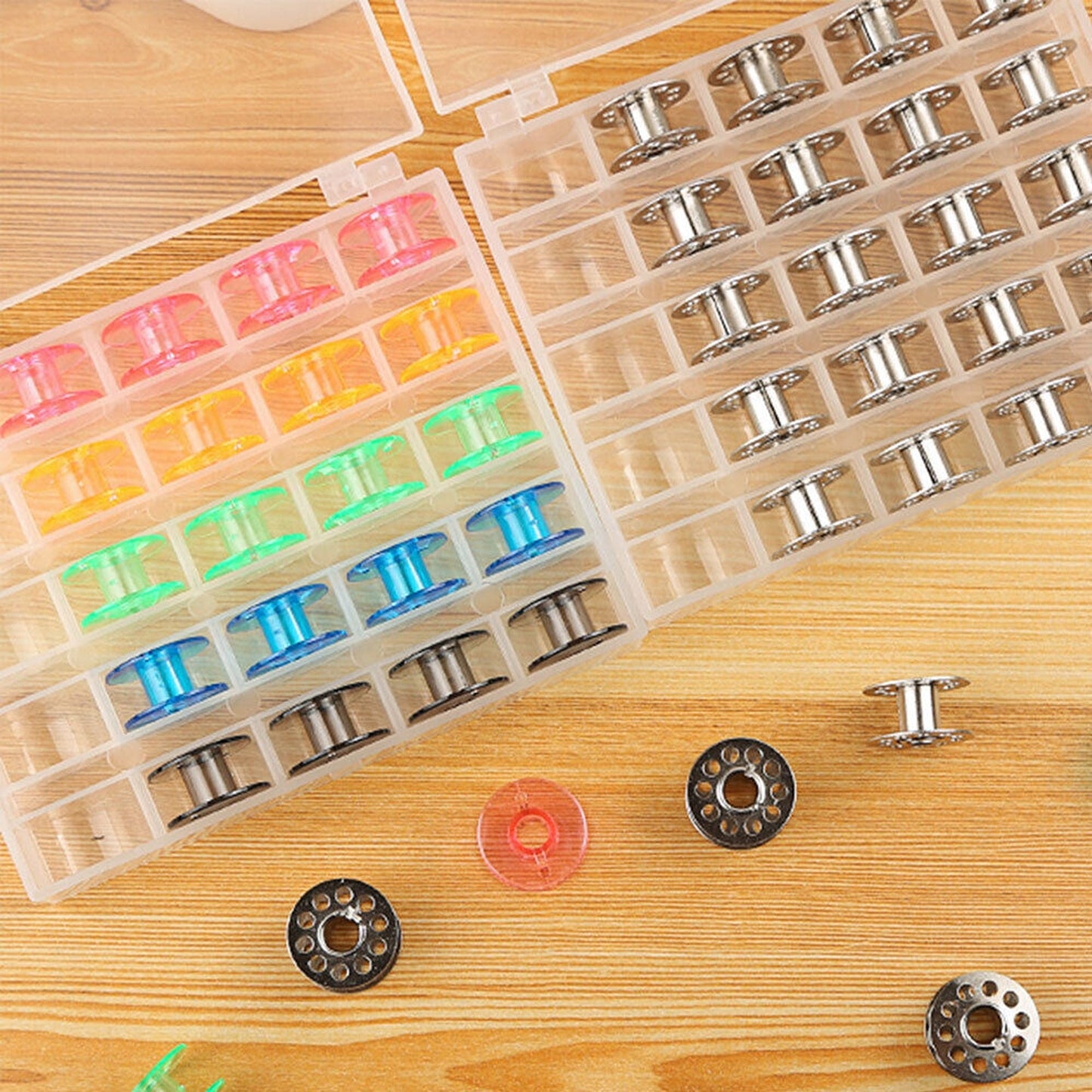 Clear Bobbin Storage Box for Sewing Machine Bobbins