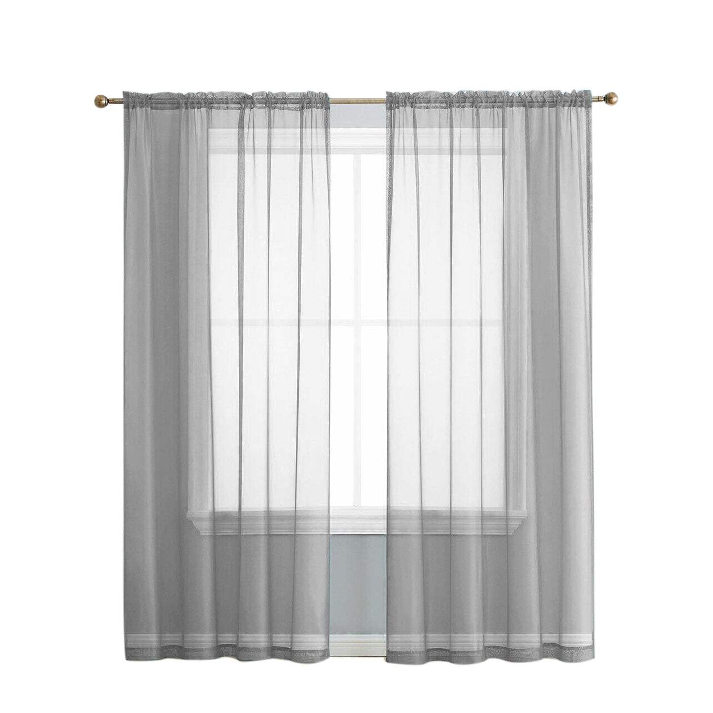 Organza Voile Sheer Curtain with Rod Pocket for Window Draping