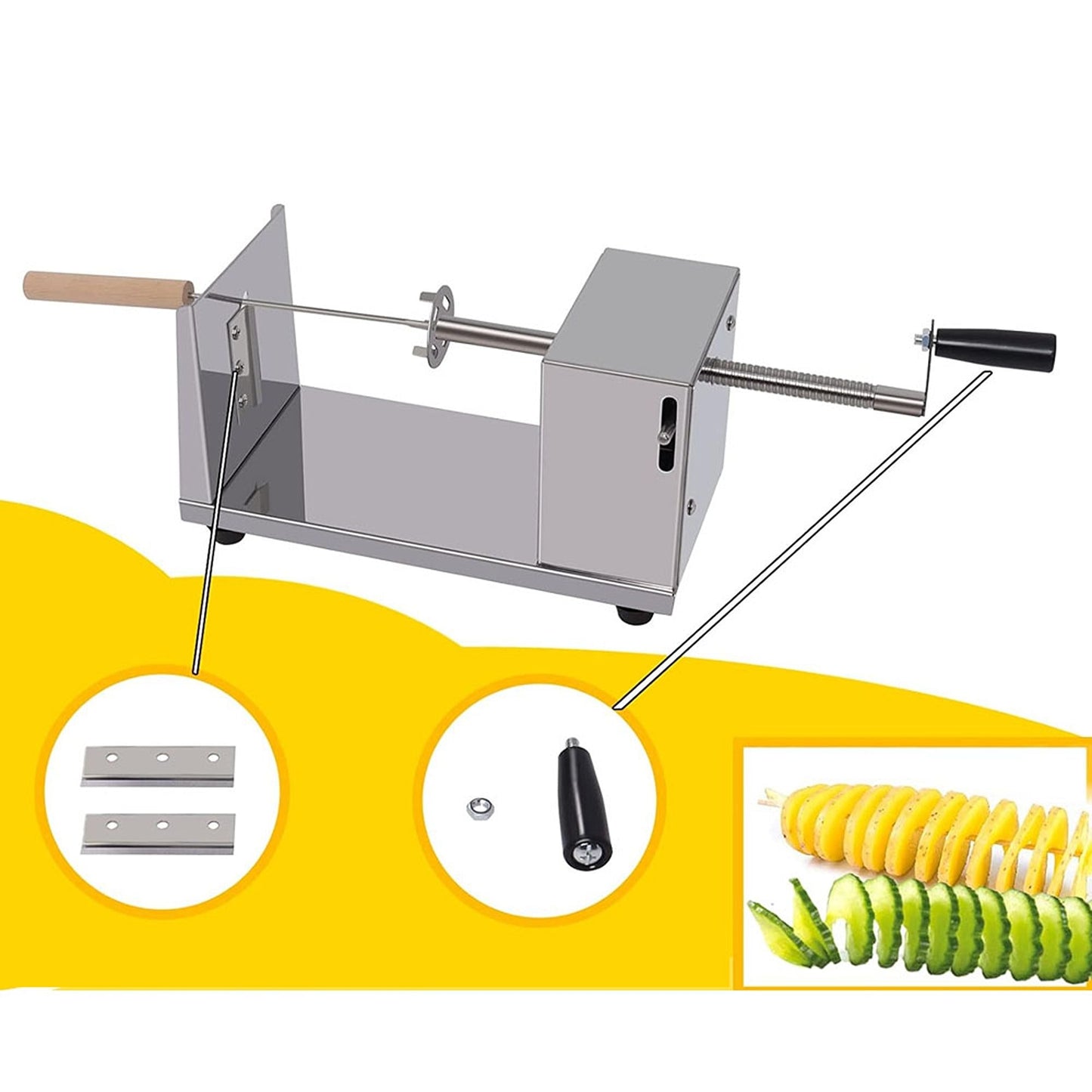 Manual Potato Tornado Slicer with Automatic Spiral Cutting Machine