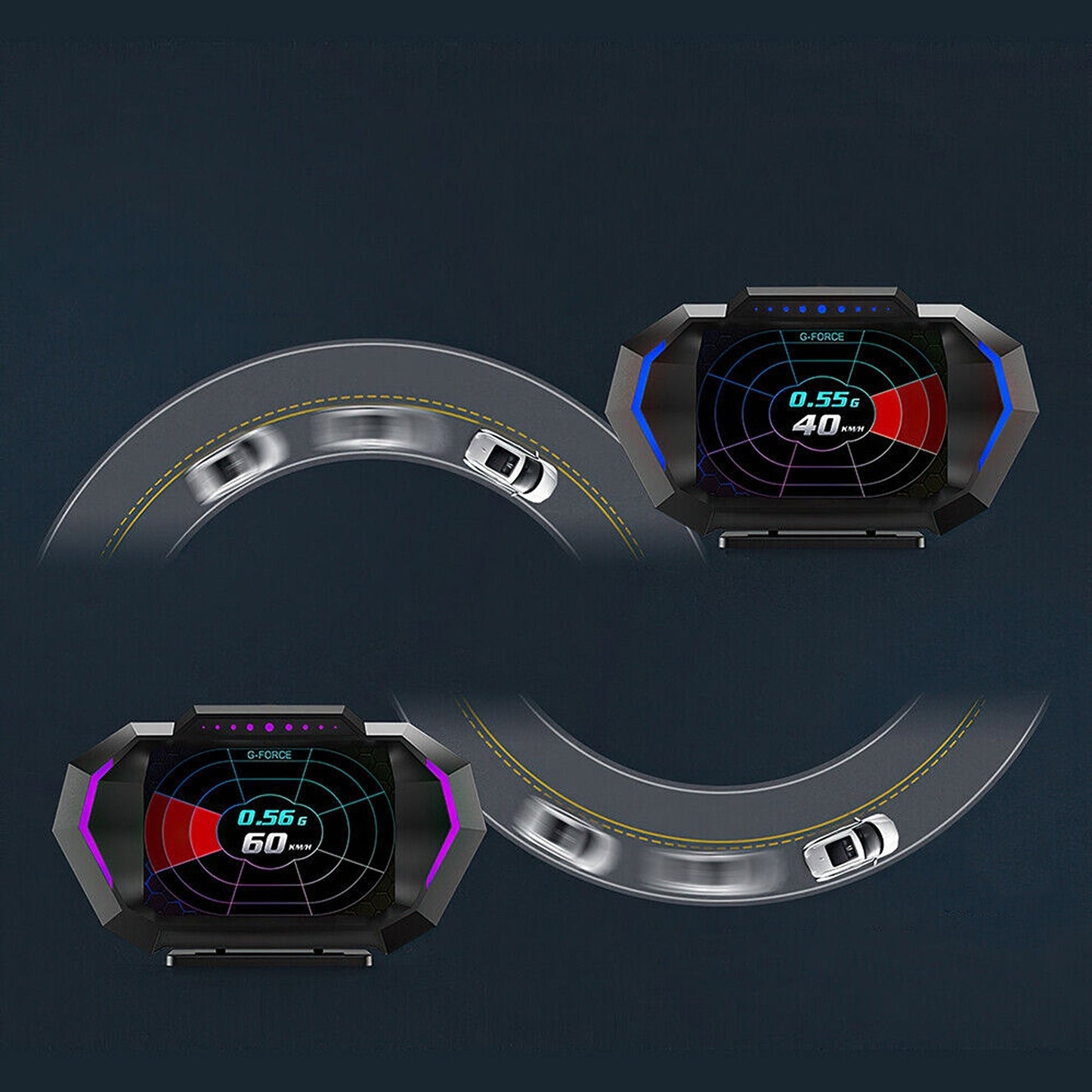 Digital Car HUD OBD2 and GPS Gauge with Speedometer Turbo RPM and Temp Alarms