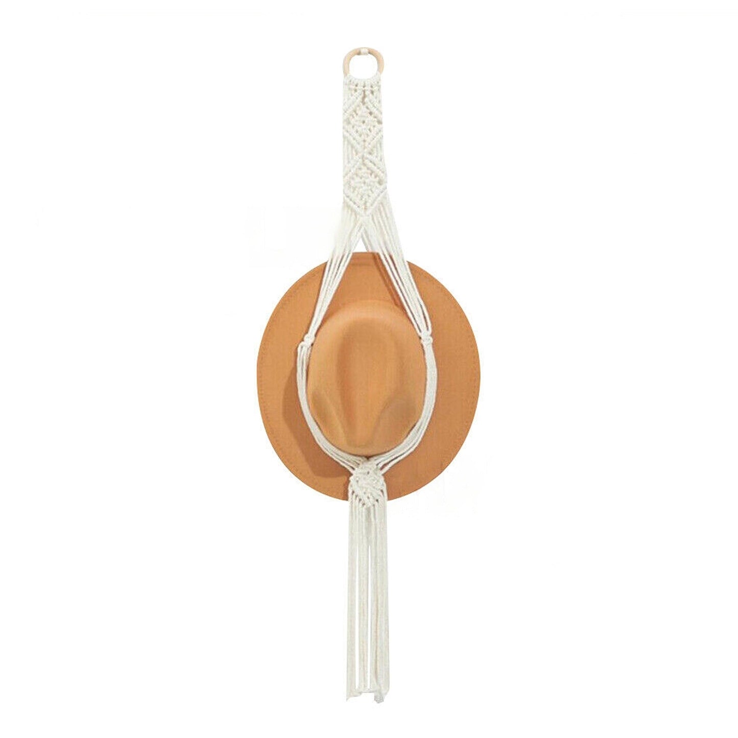 Boho Style Macrame Hat Display Rack Rope Hanger for 1 to 3 Hats