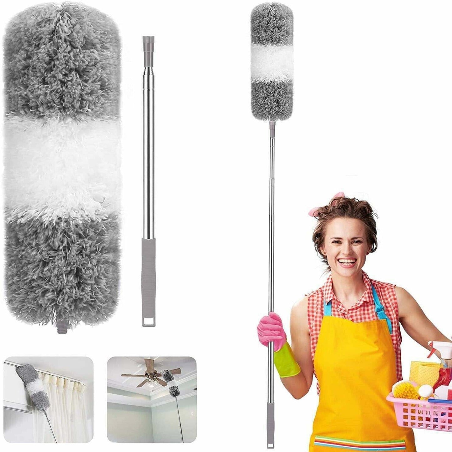 Telescopic Magic Duster with Microfibre Head and Stainless Steel Pole