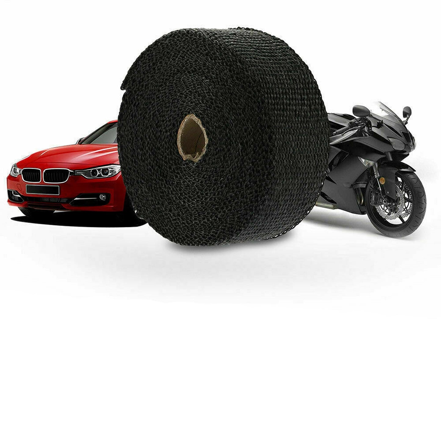 Exhaust Heat Wrap Resistant to 2000F with 10 Stainless Ties Black