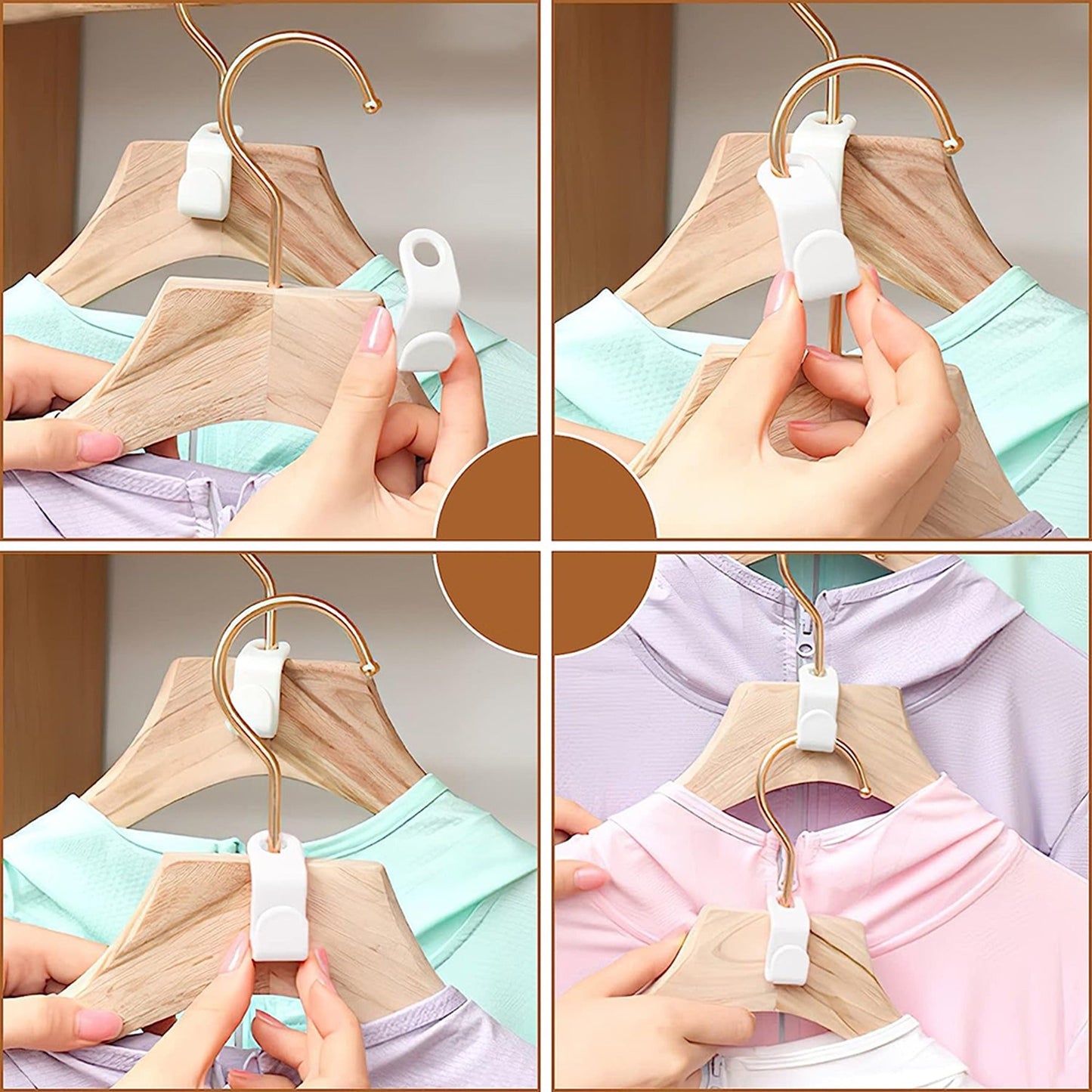 Space-Saving Clothes Organizer Cascading Hanger Connector Hooks