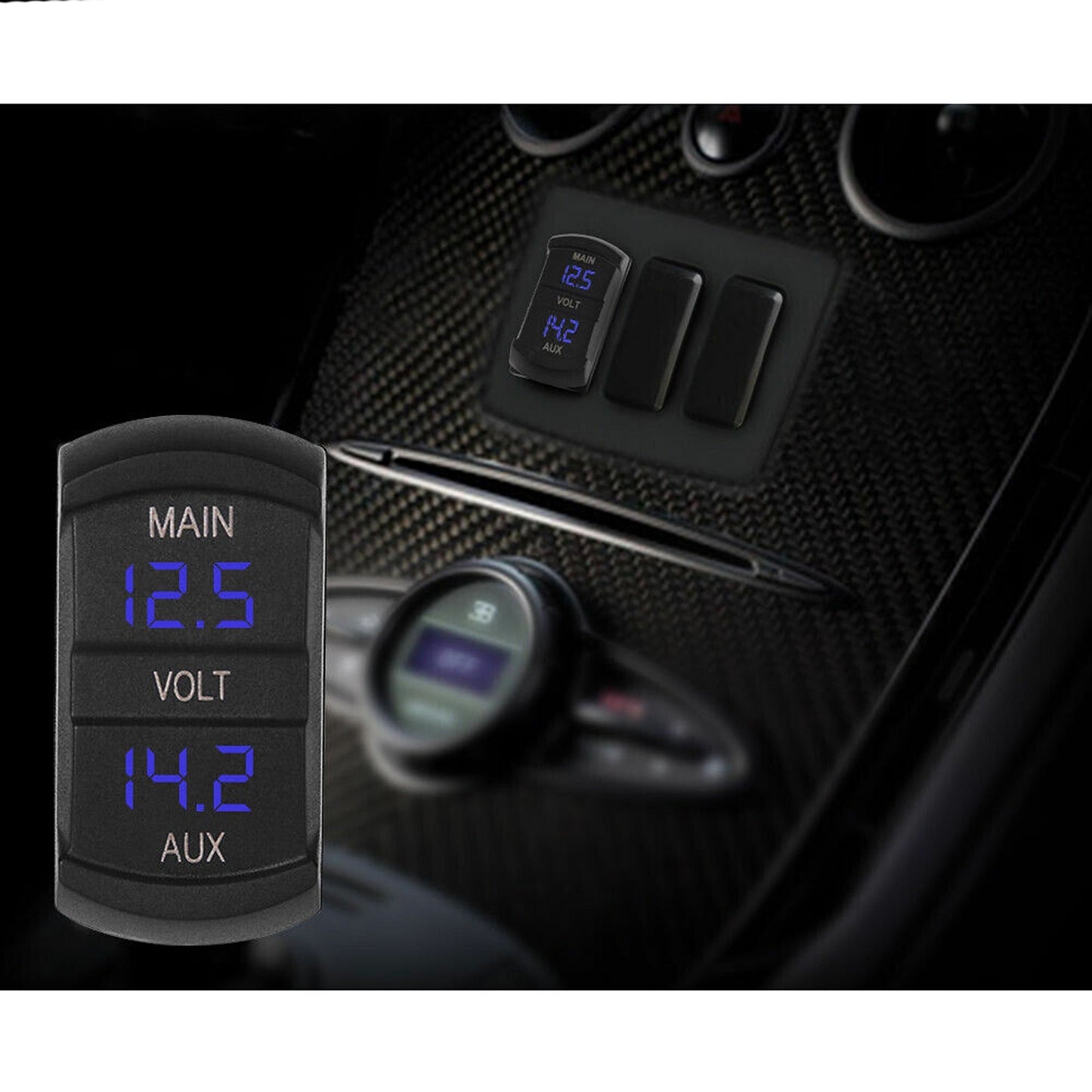 Dual Battery Volt Meter for Marine Vehicles LED Digital Display