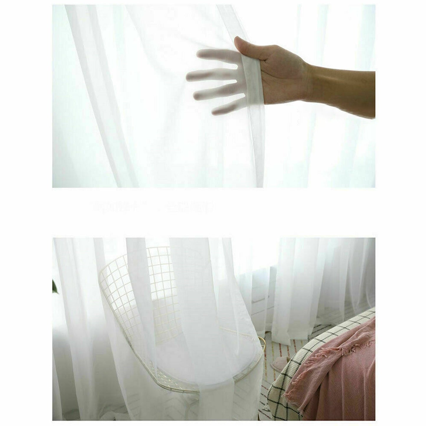 White Rod Pocket 2 Panel Sheer Curtains Window Sheer Voile Bedroom