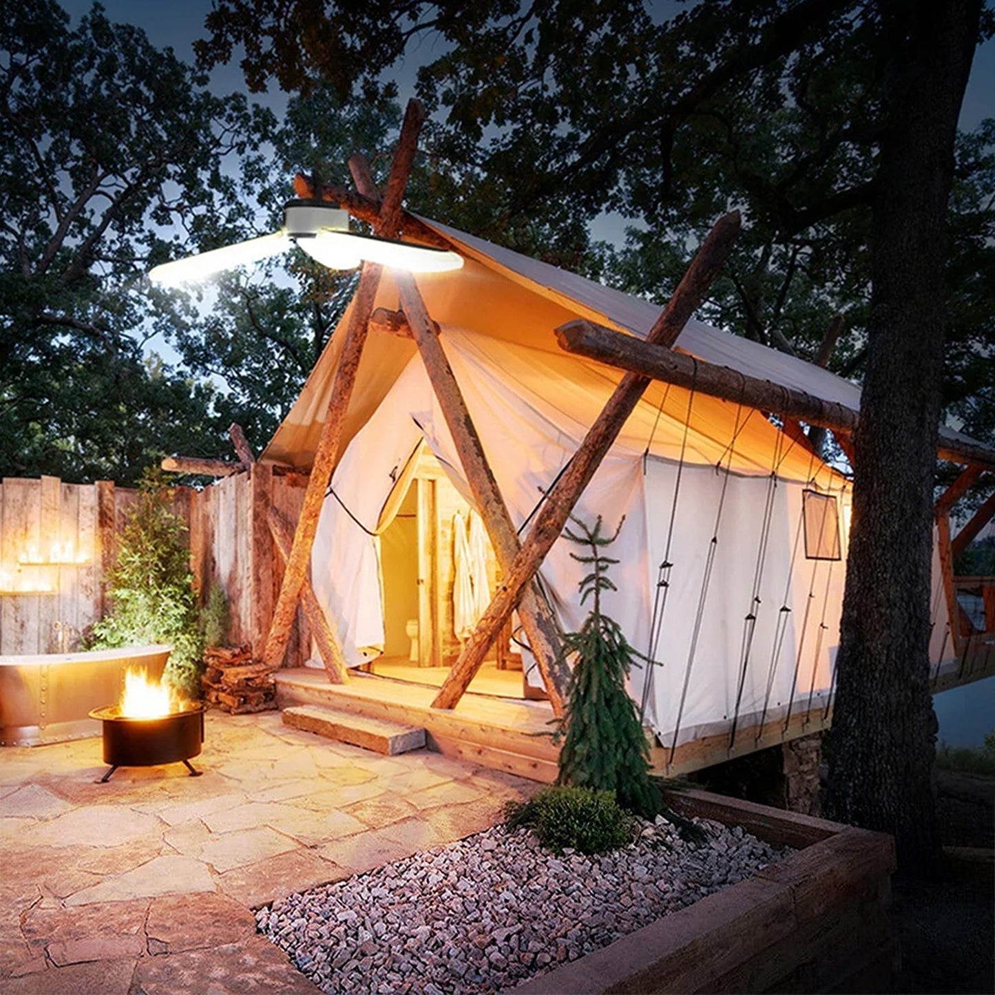 Solar LED Camping Lantern Rechargeable Tent Hiking Lamp Outdoor