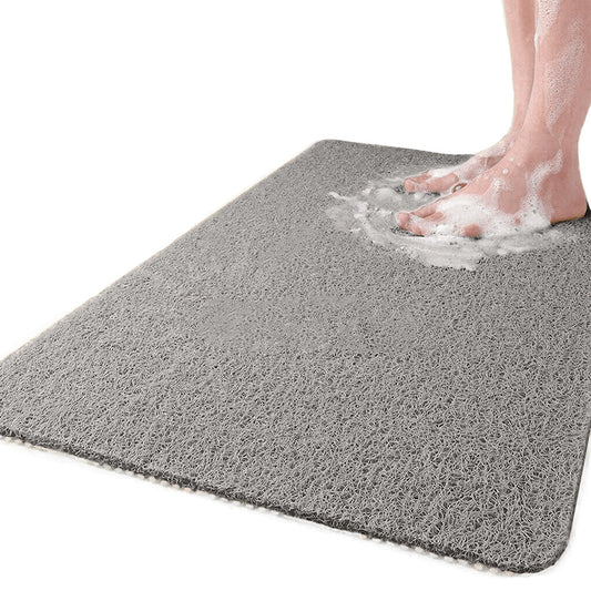Grey Anti Slip Bath Mat Bathroom Shower Carpet with Drain