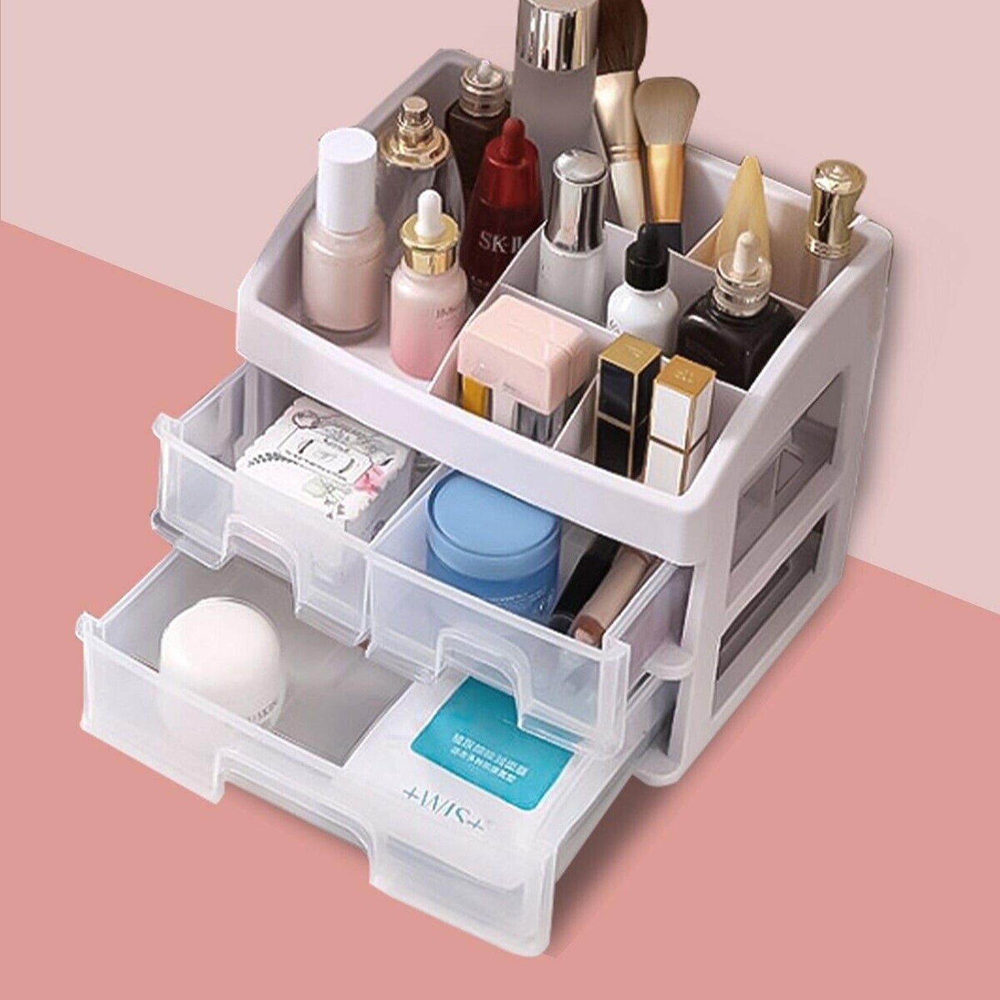 Cosmetic Organizer Box for Desk Drawer Makeup Storage Case
