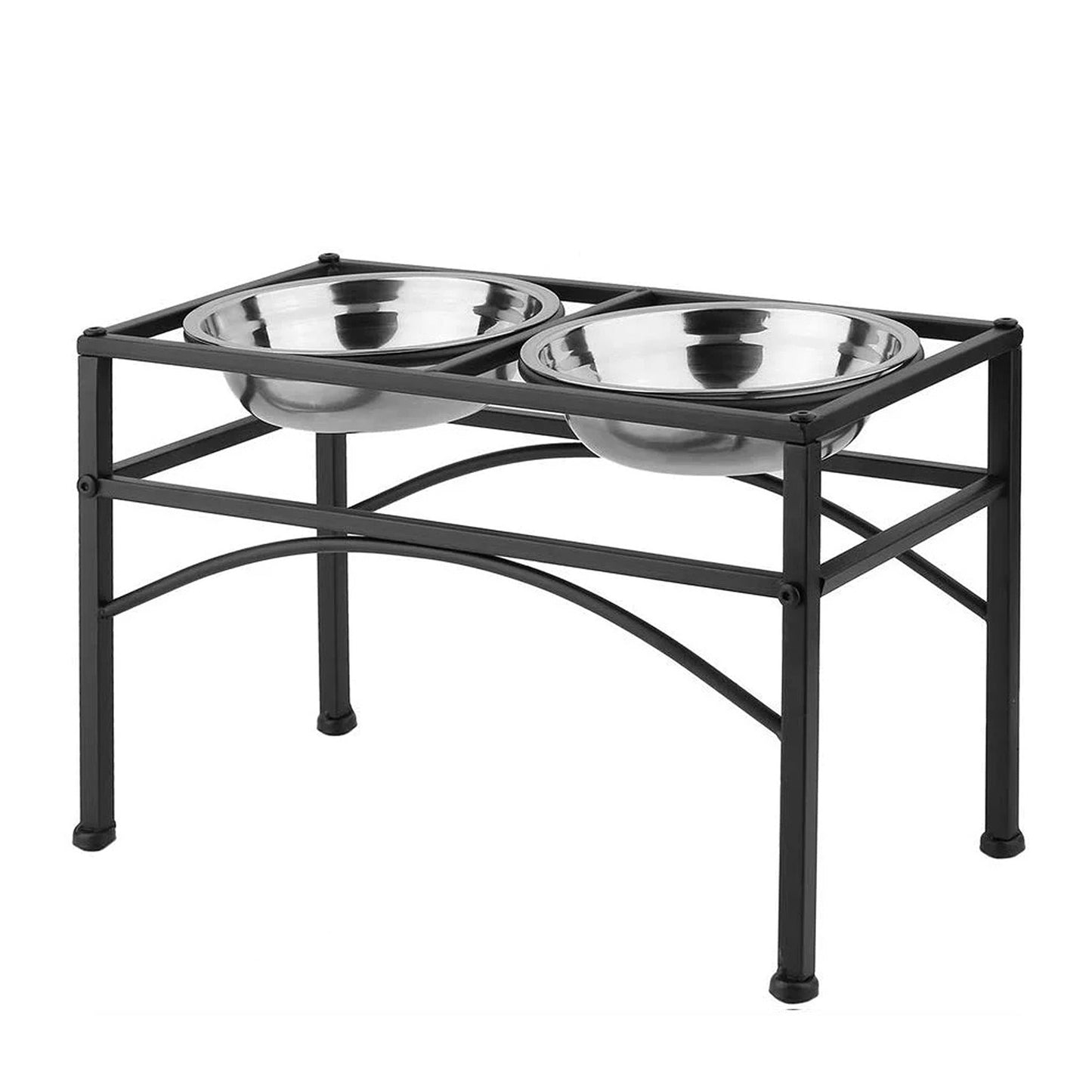 Raised Dual Pet Feeder with Stainless Steel Bowls for Dogs and Puppies