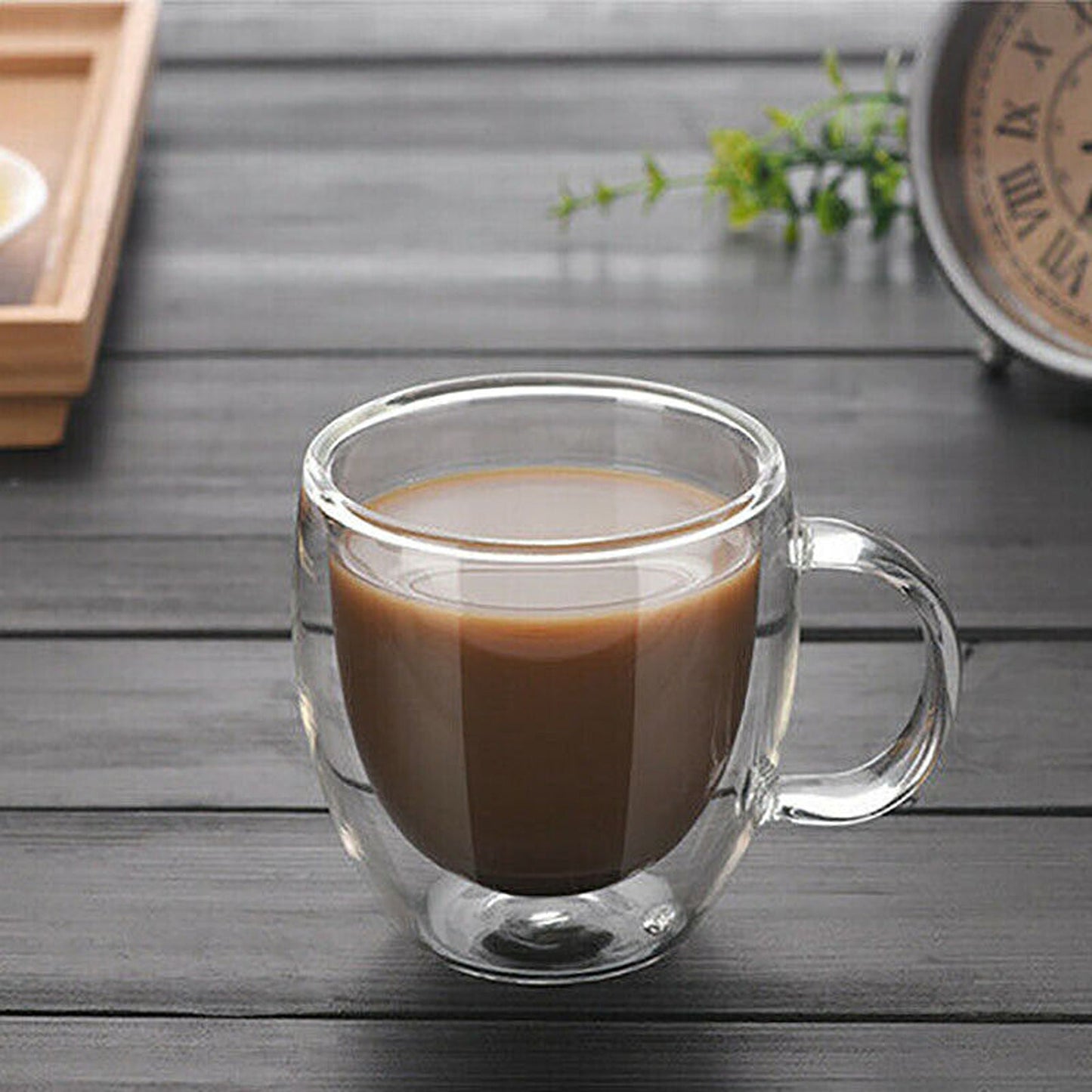 Heat Resistant Double Wall Clear Glass Coffee Tea Mug