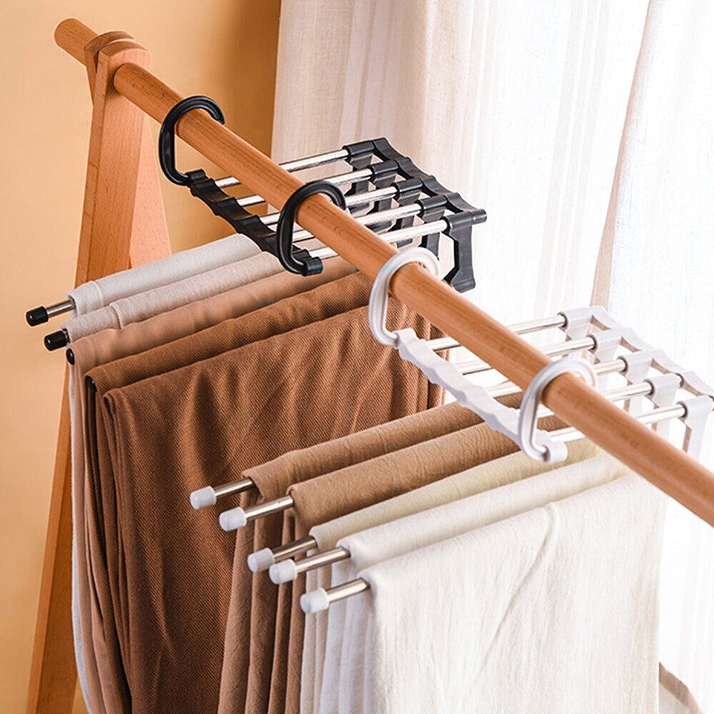 Stainless Steel Space Saving 5 Layered Pants Rack Hanger