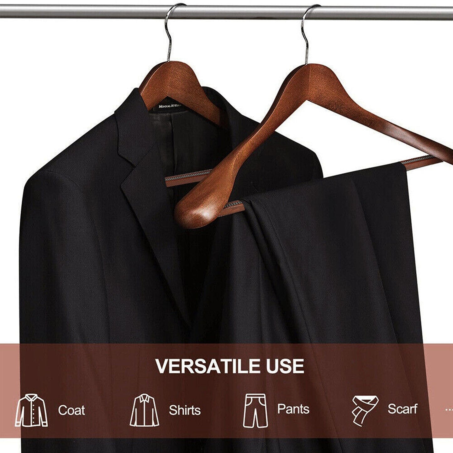6pcs Set of Wide Shoulder Wooden Suit Hangers for Wardrobes