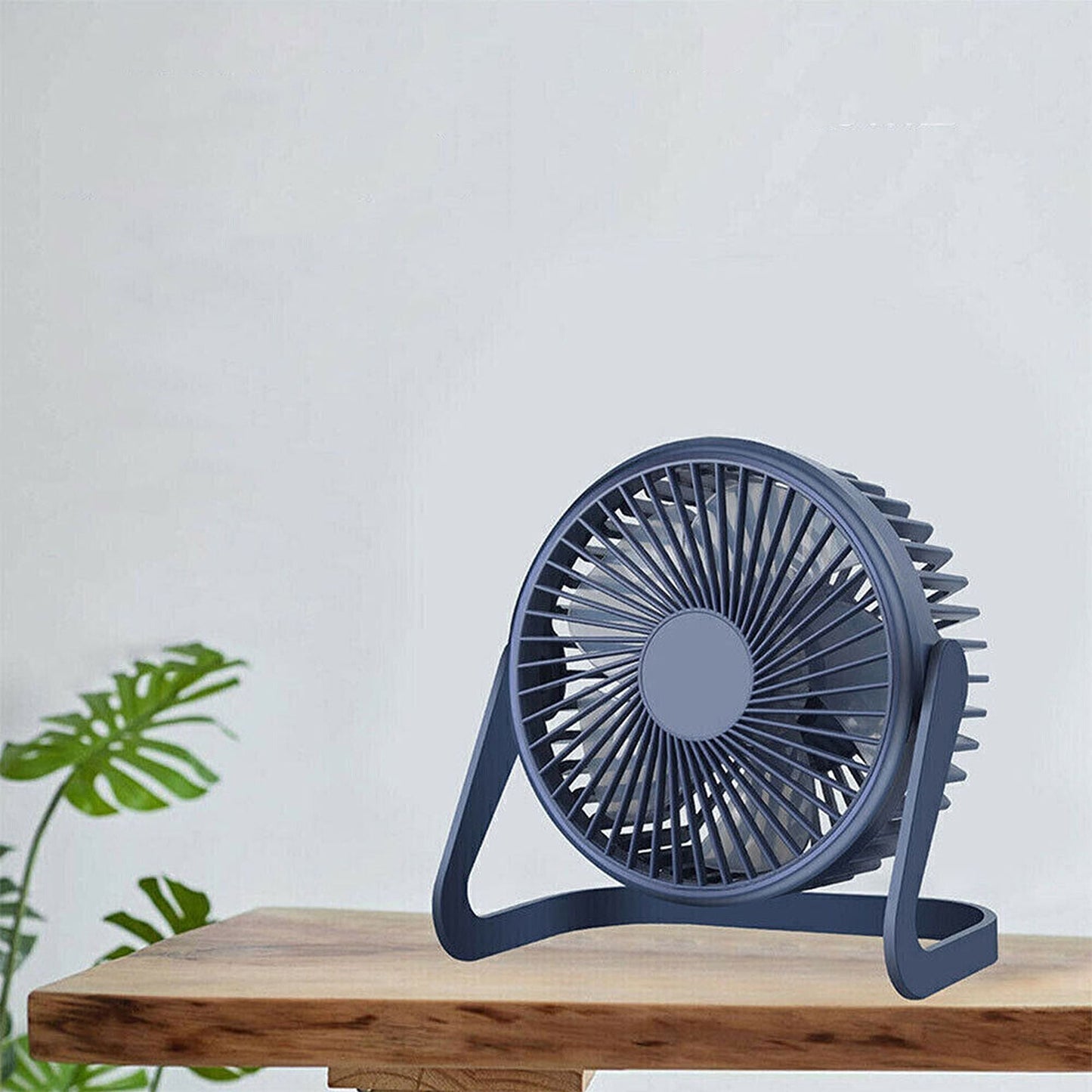 Blue Compact USB Powered Desk Fan Quiet Personal Cooler for Tabletop Use