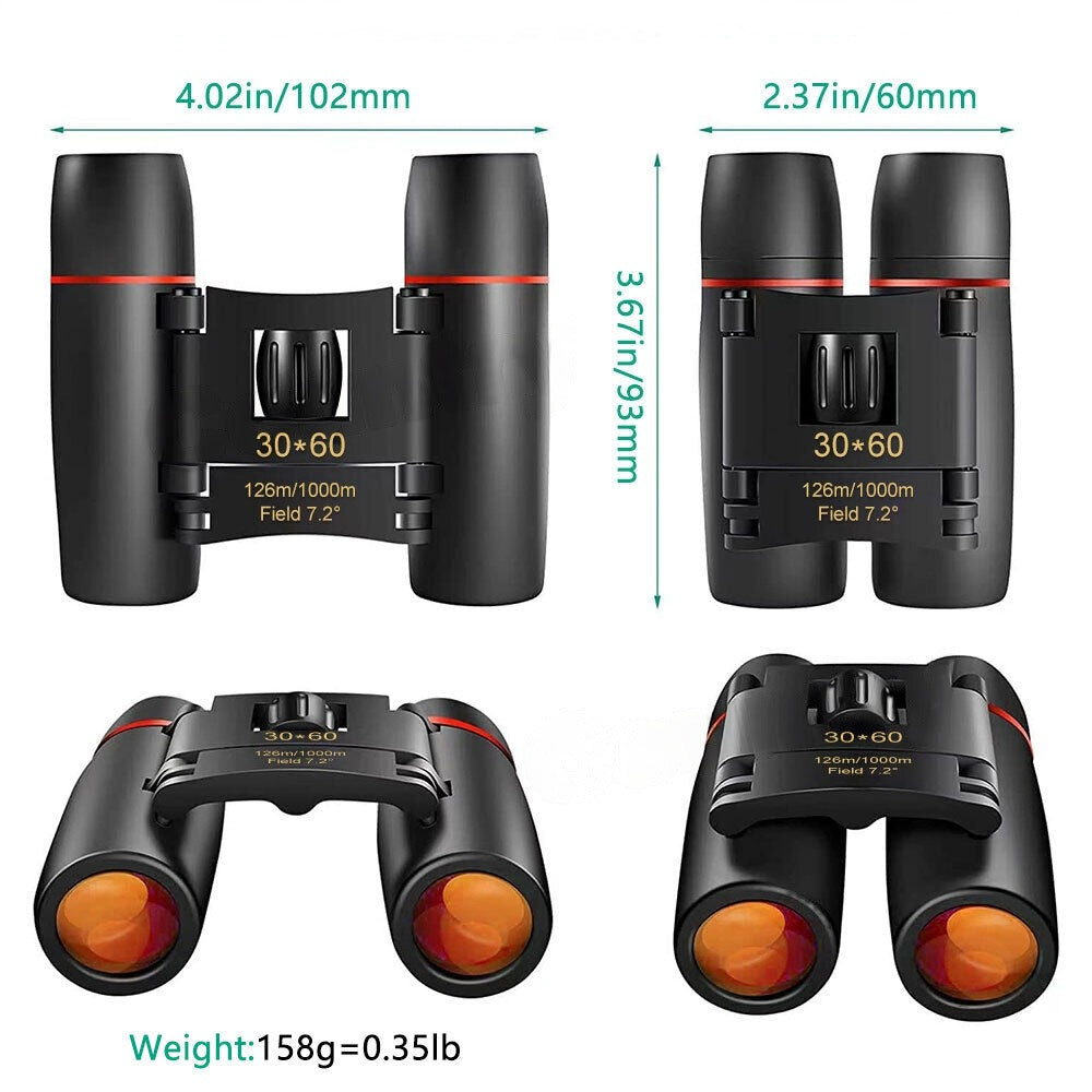 Mini Folding Travel Binoculars Telescope with Day Night Vision 30x60