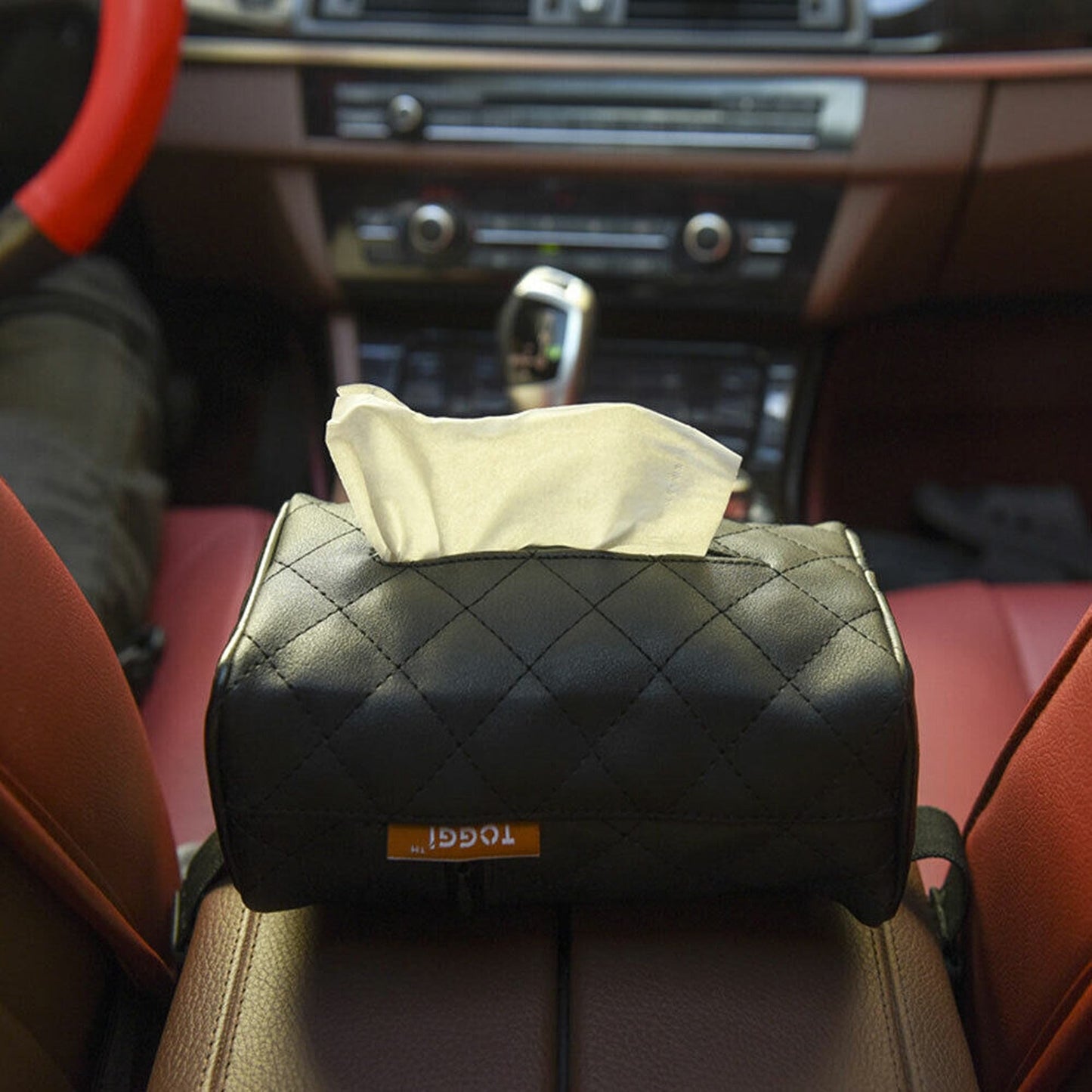 Car Seat Faux Leather Hanging Tissue Box Paper Holder