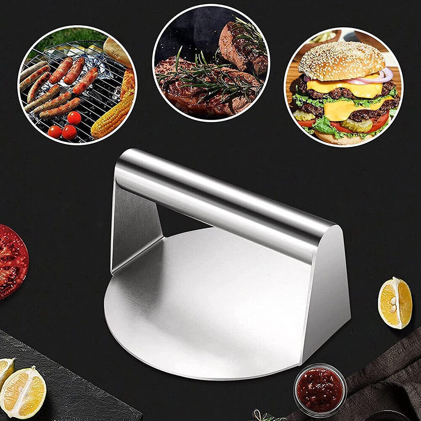 No-Rust Burger Press for Steak and Hamburger Griddle BBQ Accessory