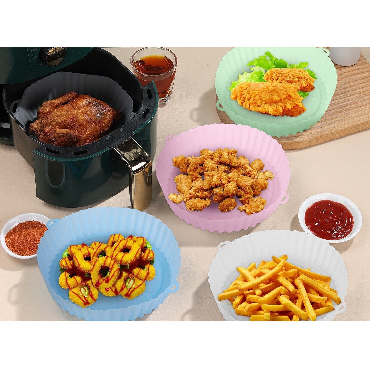 Non-Stick Reusable Air Fryer Silicone Pot and Baking Tray