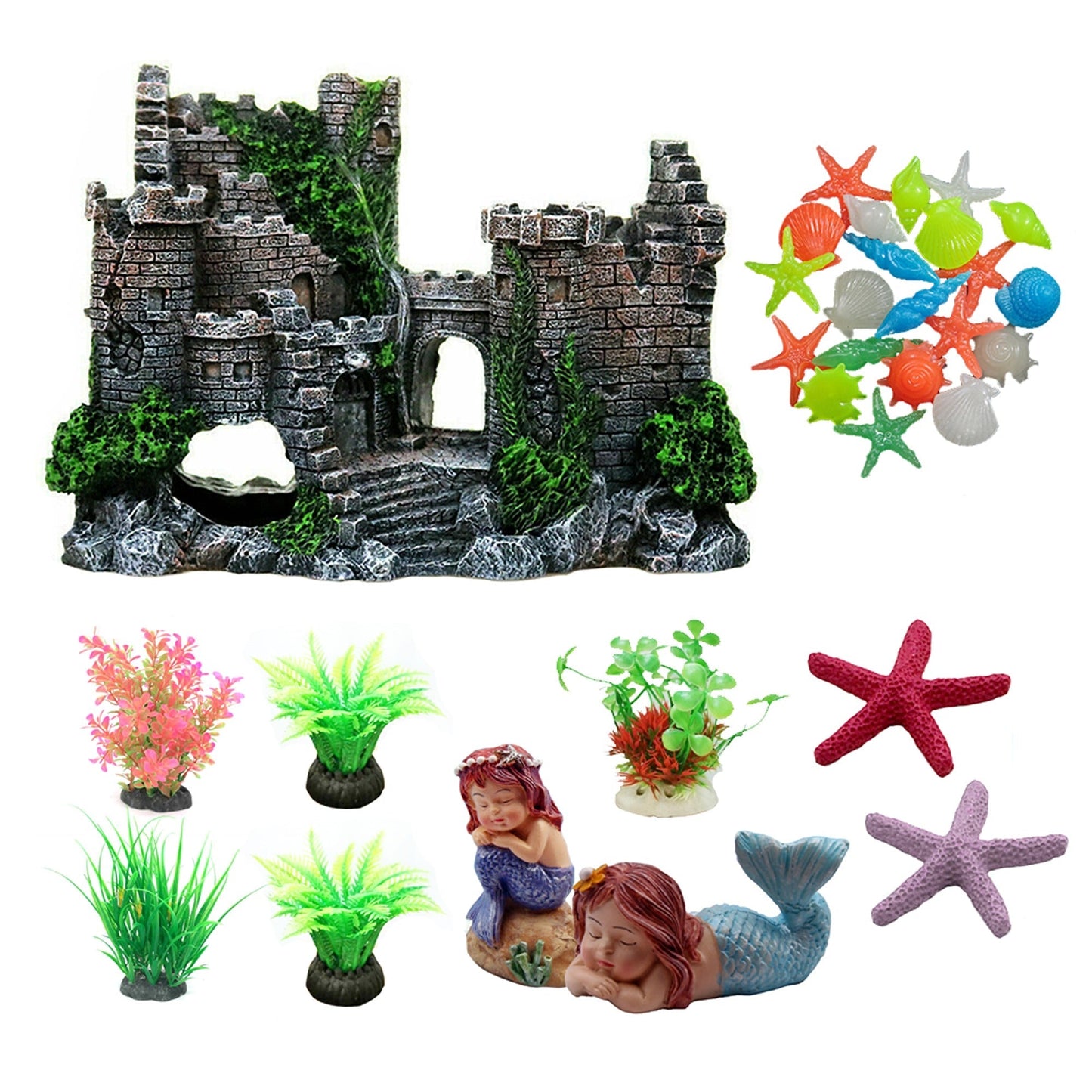 Decorative Aquarium Resin Castle Tower Fish Tank Ornament Landscape