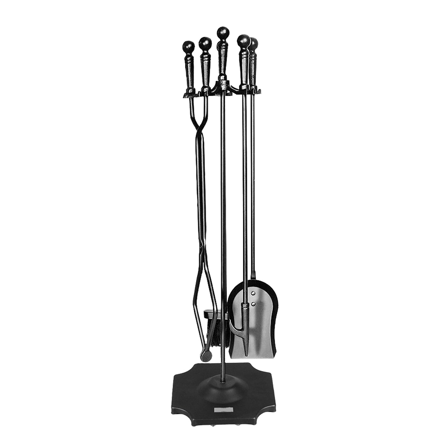 5 Pieces Fireplace Tools Set Includes Poker Brush Shovel Stand Tongs