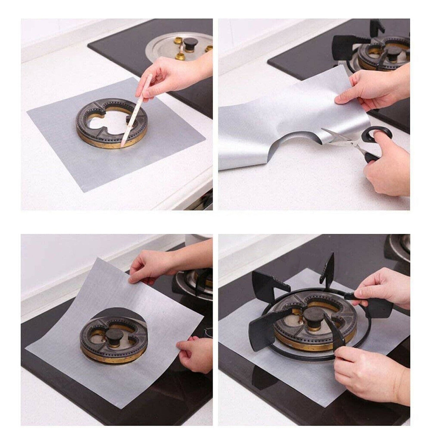 16pcs Stove Burner Covers Reusable Non-Stick Gas Range Protectors