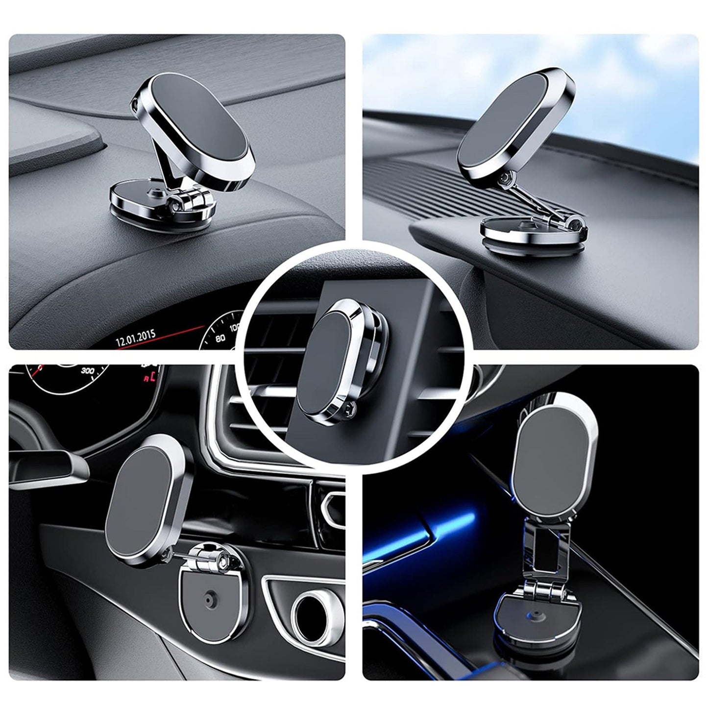 Magnetic Phone Holder Metal Folding Mount Cell Car GPS Stand