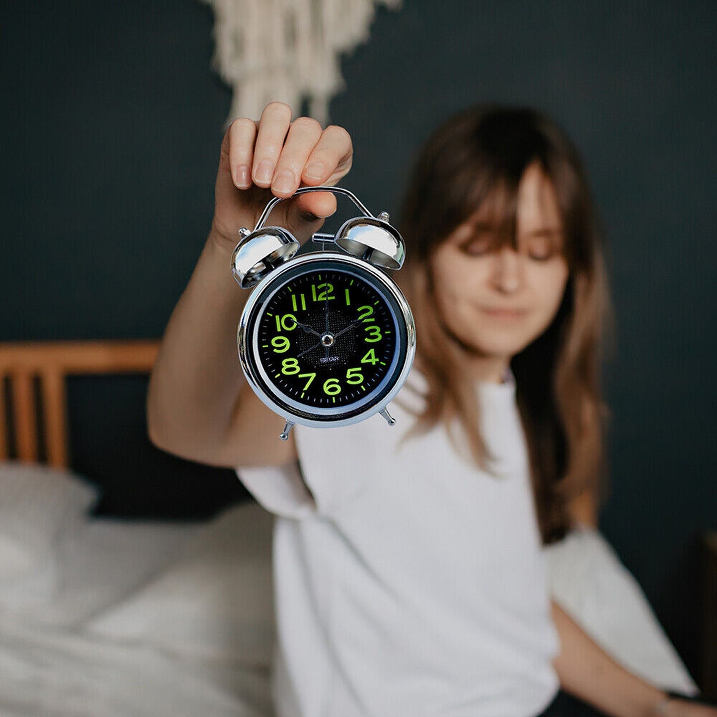 Super Loud Double Bell Alarm Clock with Night Light Home Bedside Decor